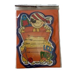 NWT Pirate Party 10 Count Invites Cards & Matching Envelopes Birthday Boys Girls